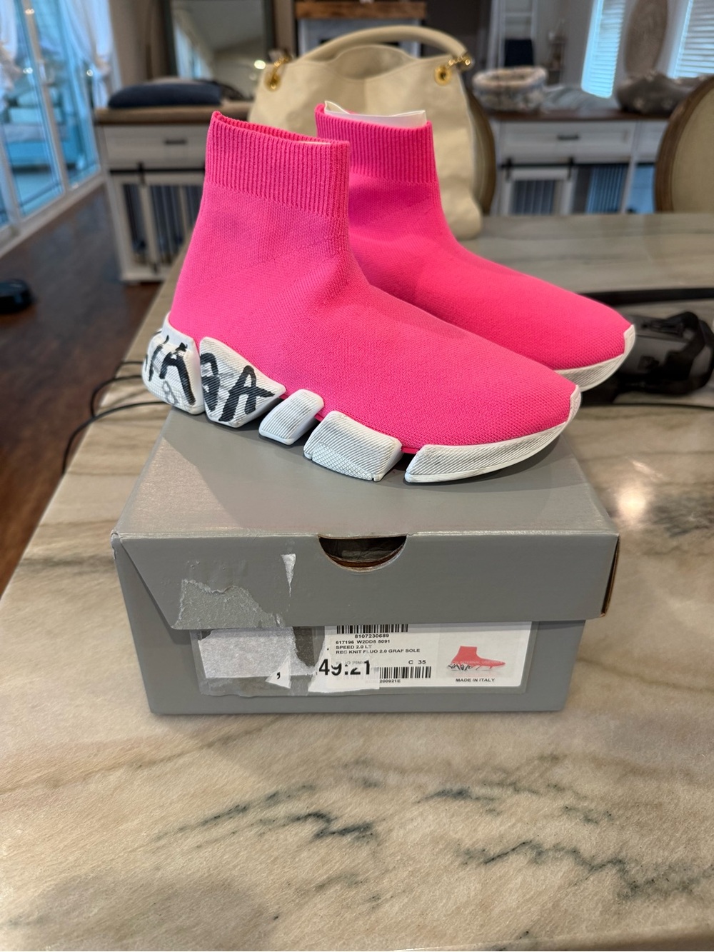Balenciaga Fluo Pink Speed 2.0 Graffiti Shoes